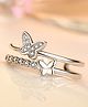 Yellow Chimes  Adjustable Crystal Butterfly Shaped Finger Rings - Silver