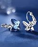 Yellow Chimes Earrings Blue Crystal Clip on Earrings Butterfly Shaped  - Silver