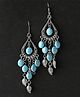 Yellow Chimes Oxidised Earrings Turkish Fashion Green Silver Dangle Earring - Blue