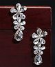 Yellow Chimes Sparkling Crystal Classic  Dual Floral Design Dangle Earrings - White