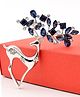 Yellow Chimes Elegant Clip Deer Crystal Shawl Sweater Crystal Silver Brooch - Silver & Blue