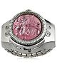 Yellow Chimes Rings for Women Pink Dial Analog Watch Ring Stretchable Ring Watch for Women and Girls.
