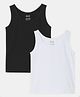 SillySally Pack Of 2 Solid Stretchable Fabric Vests - White & Black