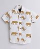 Polka Tots Jungle Theme Half Sleeves All Over Leopard Printed Shirt - White