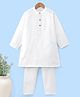 Babyhug 100% Cotton Woven Full Sleeves Square Embroidered Kurta with Pyjama Set - White