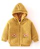 Babyhug Knit Full Sleeves Hooded Sweater with Floral Embroidery - Yellow