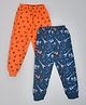 Hrit Pack Of 2 100% Cotton All Over Sea Anchors & Guitars Printed Lounge Pantss With Ribbed Bottom - Blue & Orange