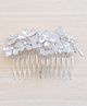 Pretty Ponytails Flower Stone & Rhinestone Studded Hair Comb Pin - Silver