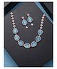 VIRAASI Rose Gold Plated Blue White American Diamond Jewellery Set - 140 g