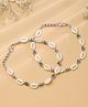 VIRAASI Set of 2 White Beaded Anklets