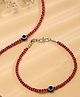 VIRAASI Set of 2 Silver Plated Maroon Beaded Anklets - Red