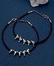 Viraasi Set of 2 Black Silver Toned Oxidised Beaded Anklets - 35 g