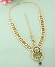 VIRAASI Gold Plated Green White Kundan Studded  Beaded Matha Patti- 45 g