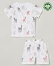 The Boo Boo Club 100% Muslin Organic Cotton Half Sleeves Baby Deer Printed Shirt & Shorts - White