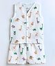 The Boo Boo Club 100% Muslin Organic Cotton Sleeveless Animals Printed Shirt & Shorts - White