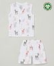 The Boo Boo Club 100% Muslin Organic Cotton Sleeveless Baby Deer Printed Shirt & Shorts - White