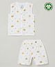 The Boo Boo Club 100% Muslin Organic Cotton Sleeveless Tiger & Lion Printed Shirt & Shorts - White