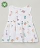 The Boo Boo Club 100% Muslin Organic Cotton Sleeveless Animals Printed Dress - White