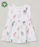 The Boo Boo Club 100% Muslin Organic Cotton Sleeveless Baby Deer Printed Dress - White