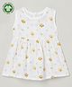 The Boo Boo Club 100% Muslin Organic Cotton Sleeveless Tiger & Lion Printed Dress - White