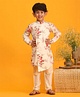 Vastramay Full Sleeves Floral Printed Cross Cut Kurta & Pajama - Cream