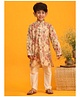 Vastramay Full Sleeves Floral Printed Kurta Pajama - Brown Cream