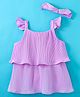 Little Kangaroos Woven Sleeveless Layered Party Top with Headband Frill & Textured Detailing - Lilac