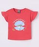 Little Kangaroos Cotton Half Sleeves Top Oyster Print- Red
