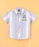 Little Kangaroos 100% Cotton Half Sleeves Striped Shirt- Blue & Green
