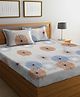 FABINALIV Floral 210 TC Cotton Blend King Size Double Bedsheet with 2 Pillow Covers - Beige