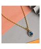 CLARA 925 Sterling Silver Gold Rhodium Plated Swiss Zirconia Blue Pendant Chain Necklace - Blue