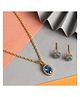 CLARA 925 Silver Rhodium Plated Swiss Zirconia Blue Pendant Earring Chain Jewellery Set - Golden