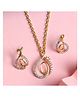CLARA 925 Silver Rhodium Plated Swiss Zirconia Flavia Pendant Earring Chain Jewellery Set - Golden