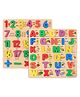 Funwood Games 3D Wooden Capital Alphabet & Numbers Puzzle Board With Pictures for Kids Educational Learning Toy  Pack of 2 Assorted Color - 51 Pieces
