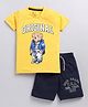 Little Marine Half Sleeves Original Teddy Bear Printed Tee With Shorts -Yellow
