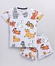 Little Marine Half Sleeves Animal Theme Printed Tee With Coordinating Shorts - Grey