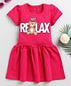 Little Marine Short Sleeves Just Relax Bear Printed Drop Waist Dress - Maroon
