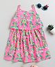 Little Marine Sleeveless Tropical Leaves Birds Printed Dress - Multi Colour