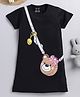 Little Marine Short Sleeves Sling Bag Printed Night Wear T Shirt Dress - Black