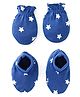 Babyhug 100% Cotton Star print Mittens & Booties  - Blue