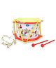 Lovely Musical Big Drum With Drumsticks - Yellow Red