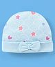 Babyhug 100% Cotton Cap Star Printed with Bow Applique - Blue