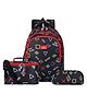 The Clownfish School Bag With Pencil Pouch & Lunch Bag Text Print Black - 16 Inches