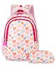The Clownfish Scholastic Series Printed Polyester School Backpack With Pencil Pouch Light Pink - 16.9 Inches