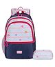 The Clownfish Edutrek Series Printed Polyester 36 L School Backpack with Pencil/Stationery Pouch School Bag Front Zip Pocket Daypack Picnic Bag For School Going Boys & Girls Age-10+ years (Blush Pink)