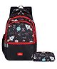The Clownfish 33.5 L Edutrek Series  Printed School Bag With Pencil Pouch Jet Black - 18 Inches