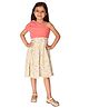 Lilpicks Couture Cold One Shoulder Half Sleeve Pleated Yoke & Flower Watercolour Effect Flower Strands Printed Dress - Piink