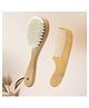 Zikku Natural Goat Bristles Hair Brush and Wooden Comb Set for Babies and Toddlers - Brown