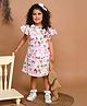 LIL PITAARA Pure Cotton Frilled Sleeves Nursery Farm Vehicles Printed Bow Applique Dress - Pink