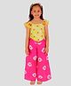 Lil' Drama Cap Sleeves Leheriya Designed Flower Embroidered Tassel Detailed Top & Palazzo - Pink Yellow